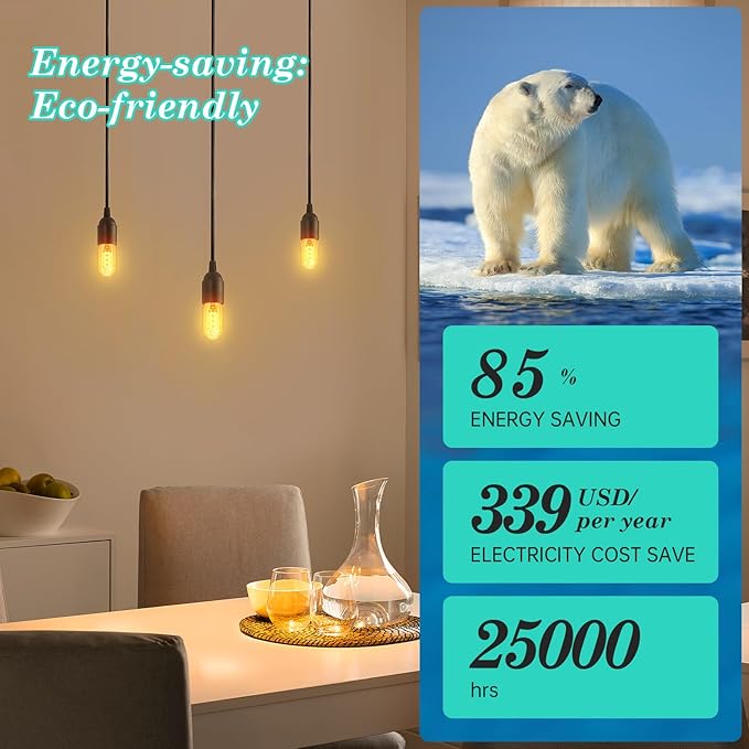 AMDTU Light Bulbs 75 Watt Equivalent, 700 Lumens LED Bulbs 7W, Ultra Filament Spiral E26 Base Edison LED Bulbs Dimmable, 7 Watt LED Light Bulbs Soft White 2700K T45 Clear Glass Bulbs, 2 Pack