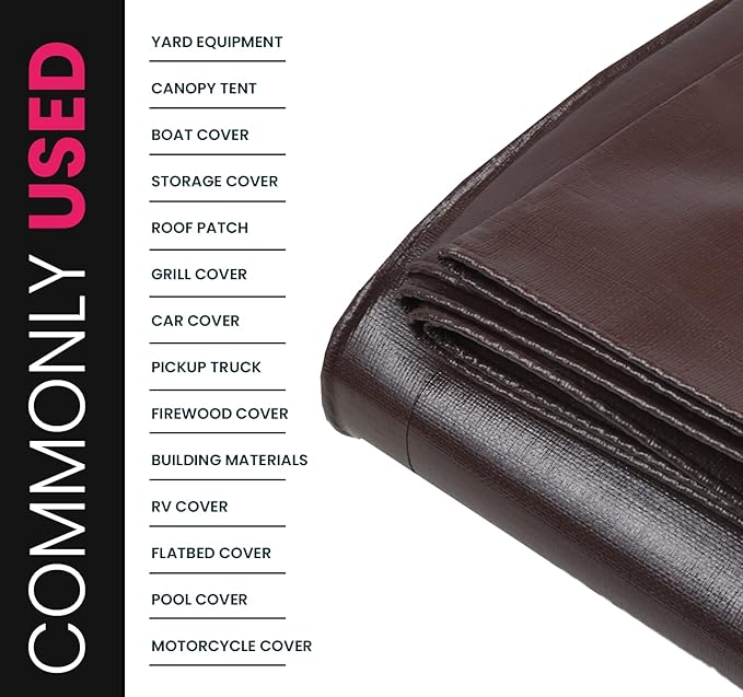 PROTARP Extreme Heavy Duty 22 Mil Tarp Cover, Waterproof, UV Resistant, Rip and Tear Proof, Poly Tarpaulin with Reinforced Edges for Roof, Camping, Patio, Pool, Boat. (Brown/Black 25′ X 40′)