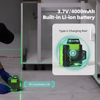 Huepar Laser Level 360° with Tall Tripod, Self Leveling Rechargeable Lazer Leveler for Construction and Picture Hanging, Nivel Laser with Pluse Mode for Outdoor, Hard Carry Case, 50" Tripod, Glasses