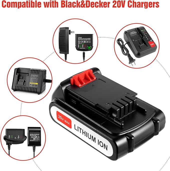 2Pack 4.0Ah 20V MAX LBXR20 Compatible with Black and Decker 20V Lithium Battery LB2X4020 LBXR2020-OPE LBXR20-OPE2 LBXR20B-2 LB2X3020-OPE LBXR20BT 20 Volt Max Cordless Power Tools