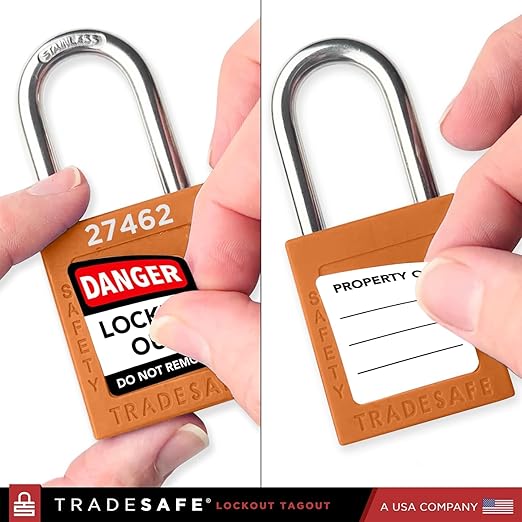 TRADESAFE Lockout Tagout Locks Set - 7 Orange Loto Locks, Lockout Locks Keyed Different, 2 Keys Per Lock, OSHA Compliant Lock Out Tag Out Padlocks, Safety Padlocks for Electrical Lockout Tag Out Kits