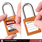 TRADESAFE Lockout Tagout Locks Set - 7 Orange Loto Locks, Lockout Locks Keyed Different, 2 Keys Per Lock, OSHA Compliant Lock Out Tag Out Padlocks, Safety Padlocks for Electrical Lockout Tag Out Kits