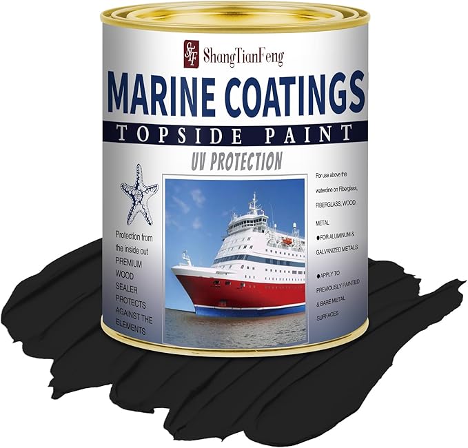 ShangTianFeng 207014 Marine Wood and Fiberglass Primer,32 Fl Oz Brilliant Black+10 Fl Oz diluent, Suitable for use on fiberglass, wood or metal surfaces above the waterline 1 Quarts