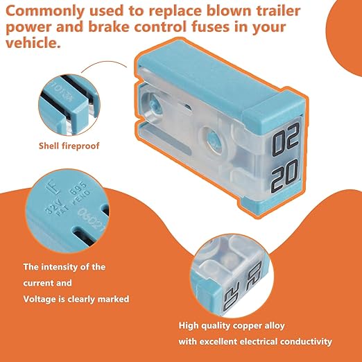 20A 32V Mini Slotted Automotive MCASE Shaped Cartridge Fuse Kit(Pack of 10pcs,20A)