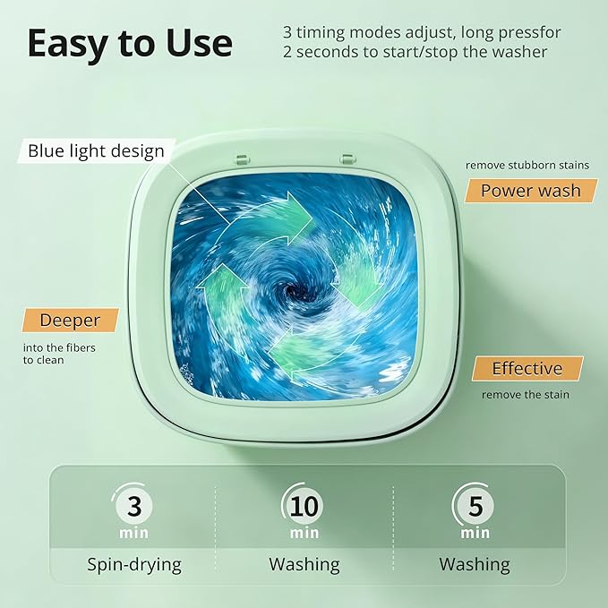 Portable Washing Machine, Mini Washer, 16L Upgraded with Spin Basket Laundry Machine, Foldable Design Ideal for Apartment, Home and Hotel, portable washer 3 Cleaning Modes Suitable for Small Clothes