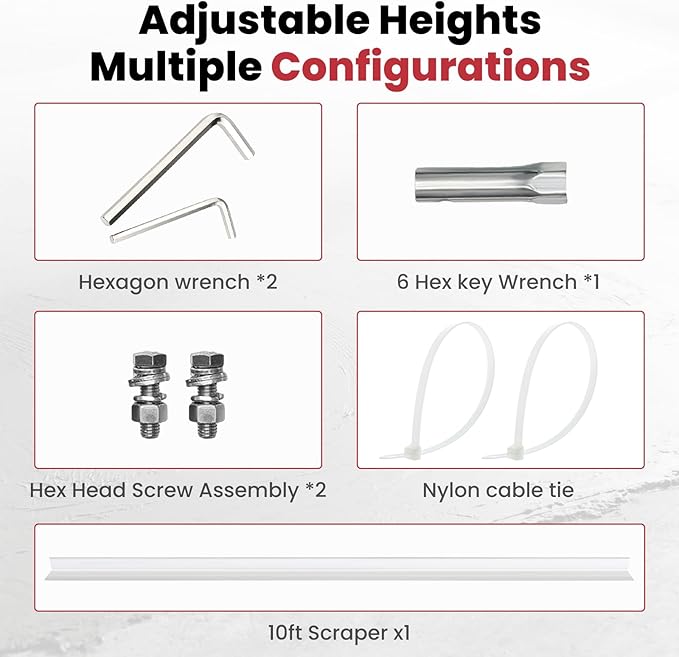 1.4HP Concrete Power Screed with 10ft Aluminum Boards, Vibrating Screed Concrete Tool 8000RPM with Adjustable armrests and brackets for Construction