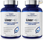 1MD LiverMD - Liver Support Supplement | Siliphos Milk Thistle Extract - Highly Bioavailable, for Liver Support | 60 Capsules (2-Pack)