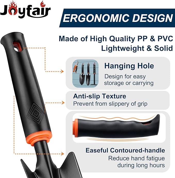 Joyfair Garden Tool Set, 5 Pcs Gardening Tools for Women & Men, Gardening Hand Tool Kit with Pruning Shear, Repotting Mat, Transplant Trowel, Hand Rake, Heavy-Duty Plant Supplies for Indoor & Outdoor