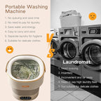 Portable Washing Machine, 15L Mini Collapsible Washer with 3 Cleaning Modes for Baby Clothes, Underwear, Small Foldable Laundry for Travel Apartment Home Dorm Hotel Camping (White+Grey)