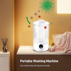 Portable Mini Washing Machine | Compact Deep Cleans Underwear, Baby Clothes, Small Laundry | Lightweight for Apartment, Dorm, Hotel, Travel & Camping | Quiet Energy-Efficient (MR201-US-White)