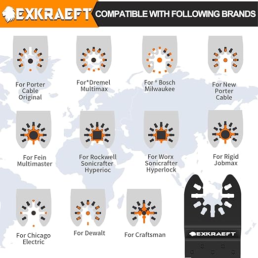 110 PCS Multitool Blades Oscillating Tool Blade, Universal Titanium Oscillating Saw Blades for Metal Nails, Wood and Plastic, Multi Tool Blades Kits Fit Dewalt Milwaukee Ryobi Rockwell Fein