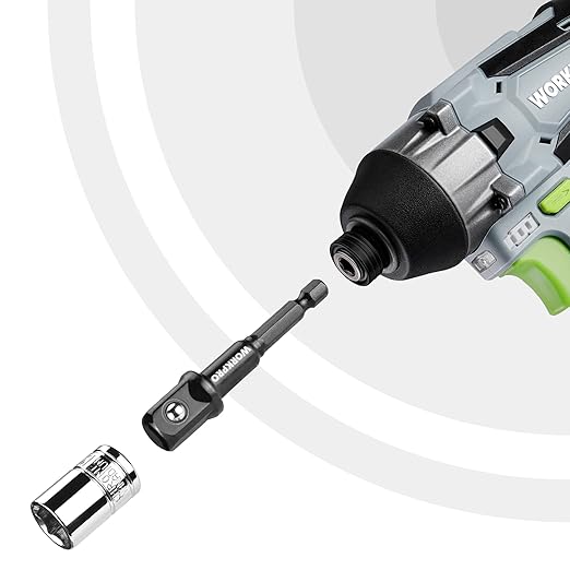 WORKPRO 6-Piece Socket Adapter Extension Set, 1/4, 3/8, 1/2-Inch Drive, 1/4-Inch Hex Shank, 2.6, 2.9 & 6 Inch Length, Impact Grade Extension Bit With Holder For Power Drill & Impact Driver