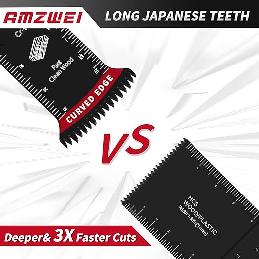 20 Pcs Extra Long Titanium Oscillating Tool Blades & Japanese Teeth, Curved Edge Multitool Blades for Metal, Wood, Plastic, Oscillating Saw Blades Compatible with Dewalt Bosch Milwaukee Ryobi