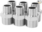 ChillWaves 304 Stainless Steel Pipe Fitting, Reducer Hex Nipple 1/2" NPT Male x 1/4" NPT Male Thread Adapter(6-PACK)