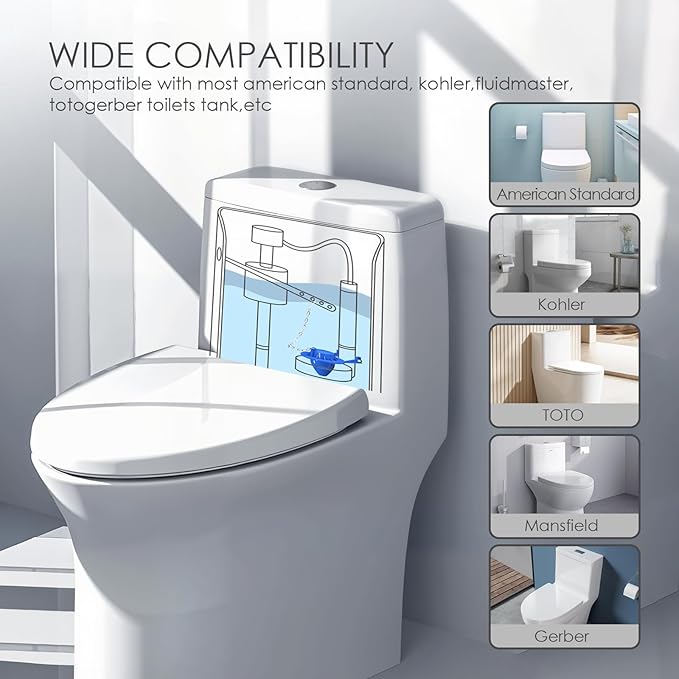 2-Pack Universal 2" Toilet Flapper Replacement Kit - Durable Rubber & Stainless Steel Chain (Blue)