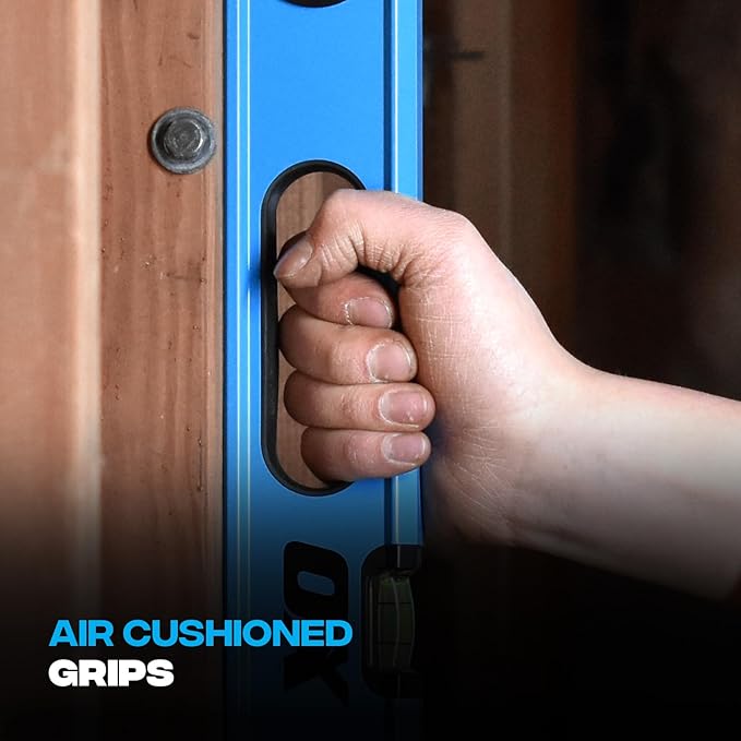 OX Tools Trade Series 8ft Non Magnetic Box Beam Levels - 96 inch Level Aluminum Body Level Hand Tools - Magnified Vials, Shock Absorbing End Cap, Soft Grip Handle Leveler Tool OX-T024224