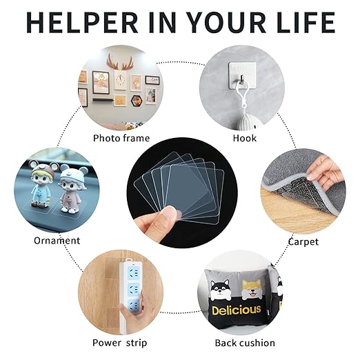 10PCS Premium Double Sided Mounting Squares Clear Tape,Heavy Duty Adhesive Pads for Pictures,Poster Hanging Strips - Strong Sticky Tack,Waterproof Adhesive for Shower,Wall Patch,Sticky Pads