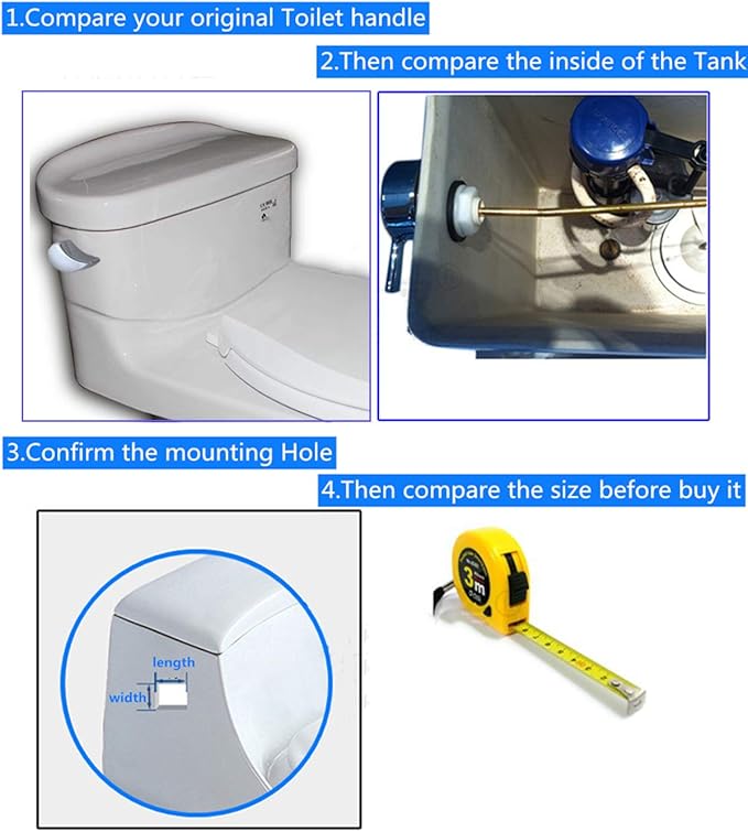 Left Hand Side Mount Trip Lever - Compatible with Toto Drake & Eco Drake Toilets - Replacement Parts THU068 Fits for Tank #ST743 / #ST743E, Chrome Finishes