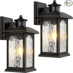 2 Packs Motion Sensor Outdoor Sconce - Advanced Dusk to Dawn Outdoor Lighting, Retro Motion Sensor Porch Light Fixtures, Black Waterproof Exterior Lantern Wall Mount for Garage, Outside, Anti-Rust