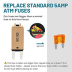 NuIth Manual Reset 5A Mini Fuse Circuit Breakers, E73 Low Profile ATM Circuit Breaker Blade Fuse DC 28V Resettable Standard Blade Fuses for Car Truck RV Marine (2PCS-5A)