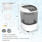 COSTWAY Mini Portable Washing Machine, 5.5 lbs Capacity, Compact Laundry Washer with Spin Tub & Drain Hose, Perfect for Apartment Dorms RV Home (Grey)