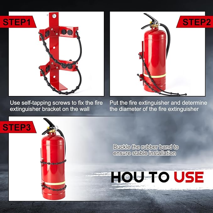 2 Pcs Fire Extinguisher Mount Bracket Adjustable, Supports up to 10 Lbs, Heavy-Duty and Easy Installation, Ideal for Home, Truck, Rv, Boat, Commercial Use, Secure and Durable Holder