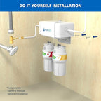 Aquasana Under Sink Water Filter System - Reduces PFAS, Lead, & Chlorine in Drinking Water - Under Counter Claryum Filtration for Kitchen - 2-Stage - Brushed Nickel Faucet - AQ-5200.55