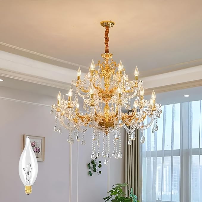 12-Pack E12 B10 Clear Candelabra Base Bulb, 40W 120V Incandescent Candle Light Bulbs Dimmable Chandelier Light Bulbs for Pendants or Outdoor, Ceiling Fan, Wall Sconces, Fireplace (40, Watts)