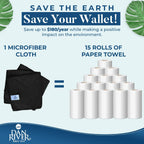 DAN RIVER 12-Pack Black Microfiber Towels – Ultra Absorbent, Lint-Free & Streak-Free Cleaning Rags for Home, Car & Kitchen - Must-Have Cleaning Essentials - 12" x 12"