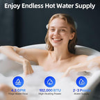 Propane Gas Tankless Water Heater, Indoor Max 4.2 GPM, 102,000 BTU On Demand Instant Hot Water Heater Propane Gas with LED Temperature Control Panel, 1/2" NPT Connector Size, CSA Certified, Gray