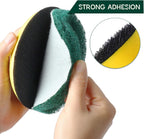 Power Scrub Pads Drill Attachment, GOH DODD 15 Pieces 5 Inch Headlight Restoration Kit Cleaning Kit Scouring Pads with Baker and Universal Shaft for Kitchen, Bathroom, Grout, Carpet, Tub, Grill, Tile