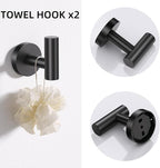 TURS Matte Black 5 Piece Bathroom Hardware Set, SUS304 Stainless Steel Bath Towel Bar Set, Bathroom Towel Rack Set Wall Mounted