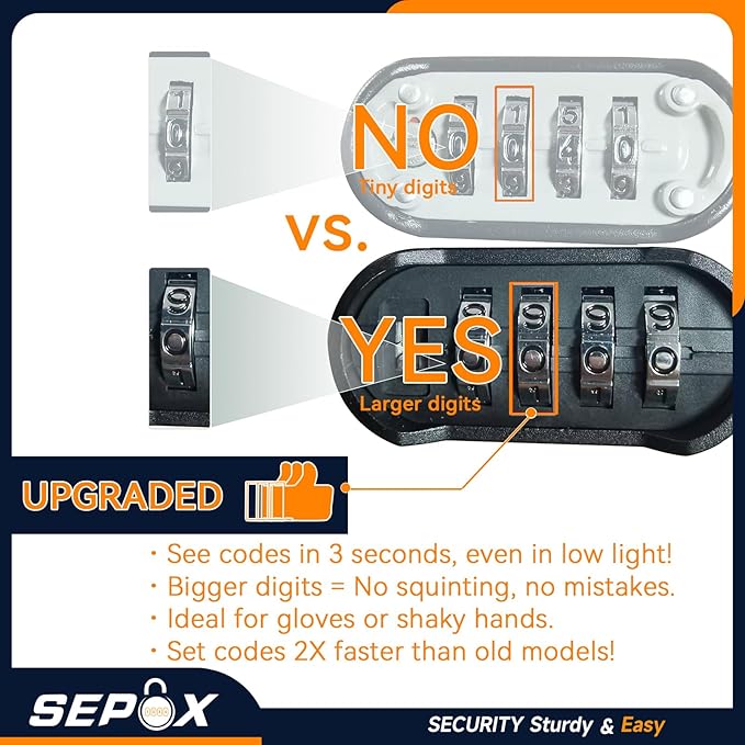 SEPOX 2PCS Large Combination Padlock, 2-5/8" Extra Long Shackle, Outdoor Combo Lock 2.2" 55mm Aluminum Body, Weatherproof, Ressetable 4Digital, Uncuttable Shackle, for Home, School, Gate, Garden