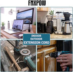 Indoor Outdoor Extension Cord 6 FT Waterproof, 16/3 Gauge Heavy Duty Black Extension Cords, 13A 1625W SJTW Extension Cord with 3 Prong Grounded Plug, Great for Tools, Lights, UL Listed, 2PK