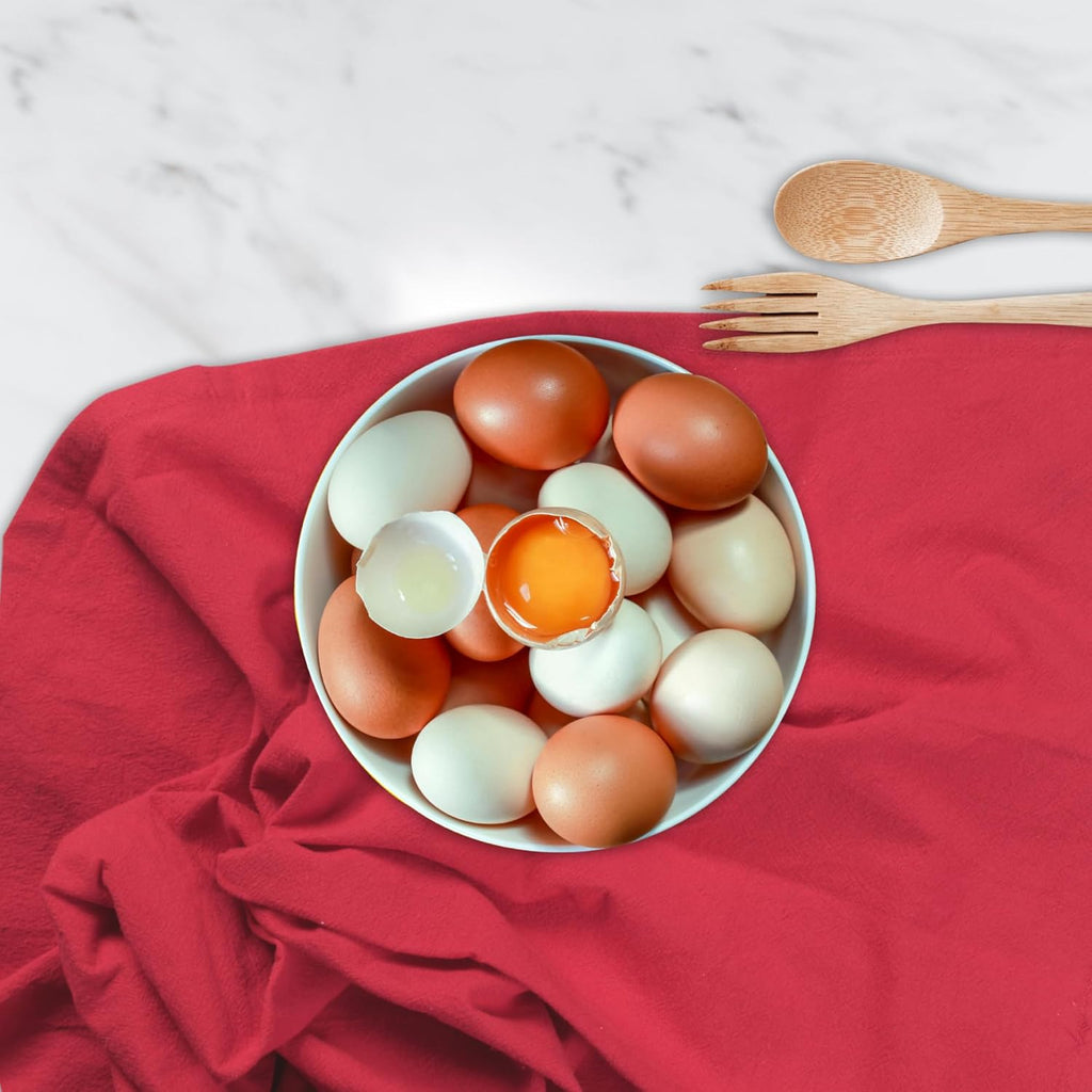 Urban Villa Flour Sack Red Kitchen Towels 100% Cotton Highly Absorbent Dish Towels for Bread Proofing Baking Drying Dinnerware Glass Embroidery DIY Projects Zero Lint 27x27 Inches (4 Pack)