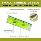 4Pcs Magnetic High Precision Small Bubble Level 52x20x15mm Three Line Horizontal Mini Spirit Level for Picture Hanging 3D Printer RV Camping & Carpentry