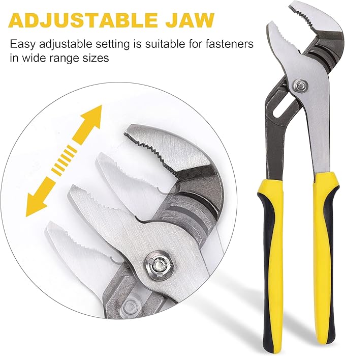 TOPLINE 4-piece Groove Joint Pliers Set with Bi-Material Handles, Tongue and Groove Pliers Set Included 12-in, 10-in, 8-in and 6-in, Perfect for Plumbing Repair and Basic Home Maintenance