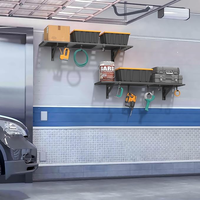 2-Pack 1x4ft Heavy Duty Garage Shelving, 1' x 4' Garage Wall Shelving Wall Mounted (2pack-1x4ft)