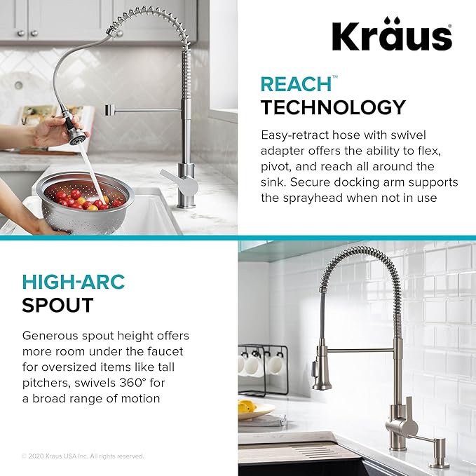 KRAUS Britt 2nd Gen Commercial Style Pull-Down Single Handle Kitchen Faucet in Brushed Brass, KPF-1691BB