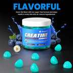 Creatine Monohydrate Gummies 5000mg for Men & Women, Gomitas de Creatina 5g Creatine Monohydrate, 0g Sugar Chewables Creatine Pre-Work Out for Muscle Strength, Vegan,120 Count (120 Count, Blueberry)