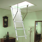 5-Rung Heavy Duty Steel Fire Escape Ladder, Powder-Coated Basement Egress Window Ladder, Wall Mounted, 56.2" L x 17.9" W, White