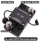 Hi-Amp 3/8“ Studs 200A Circuit Breaker Auto Reset No Switch Button for Marine Boat, Car Audio, Solar System, Battery Protection 12V-32V DC IP67