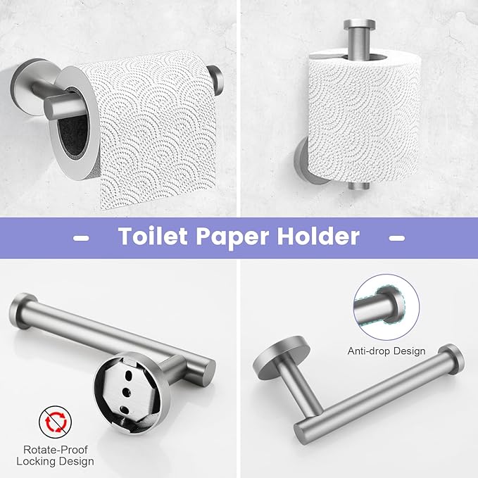 YACVCL 10 Pieces Brushed Nickel Bathroom Hardware Accessories Set, 27.5 Inch Towel Bar Set SUS304 Stainless Steel Towel Holder Set for Bathroom,Wall Mounted Towel Rack Set