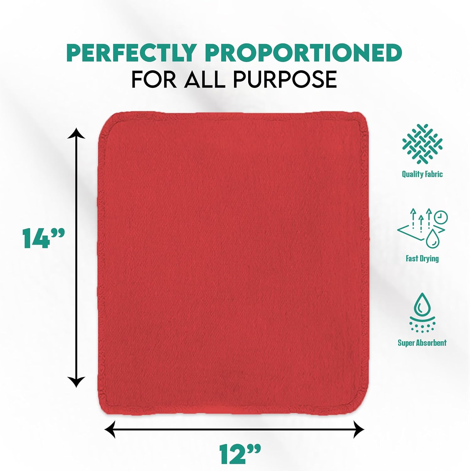 ZUPERIA Cotton Shop Towel – Multipurpose Cleaning Cloths (14" x 12" - Pack of 100 - Red) Reusable Shop Rags for Automobiles, Industrial, Restaurants, Garage, and Homes