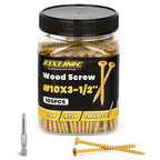 Wood Screws 3-1/2 Inch, FIXLINK Deck Screws #10 x 3-1/2", 105 PCS, Epoxy Coated, T25 Star Bit Above 1500 Hour Salt Spray Coating Outdoor Decking Screws Excellent Rust Resistant for Wood Fence, Tan