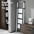 Taranta 4 Step Ladder, Portable Folding Ladder with Wide Pedal, Lightweight Aluminum Step Stool with Convenient Handgrip, 330 lbs Capacity Stepladder for Home, Office - Silver