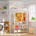 Ulif H4 Plus Garment Rack, 4-Tier Portable Clothes and Clothing Rack for Bedroom and Cloakroom, Closet Storage and Organizer Wardrobe System, 45" W x 14" D x 76.4" H, Load 522lbs, White