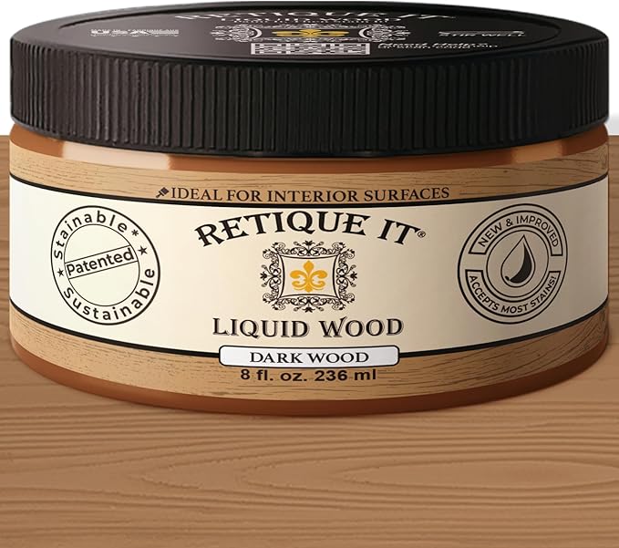 Retique It New and Improved Formula Liquid Wood Coatings - Stainable Primer - Paint It then Stain it (Dark Wood, Small)