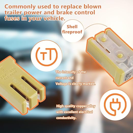 60A 32V Mini Slotted Automotive MCASE Shaped Cartridge Fuse Kit(Pack of 10pcs,60A)