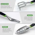 7-Piece Gardening Tools Set for Women, Heavy Duty Gardening Hand Tools, Outdoor Gardening Hand Tools with Non-Slip Green Rubber Handle. Indoor mini Gardening Potting Set (7) (Off-White)